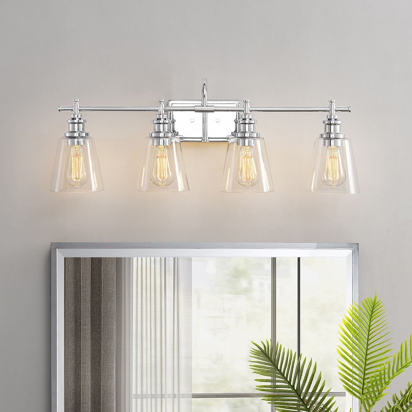 Applique de salle de bain KAWOTI à 4 lampes avec abat-jour en verre