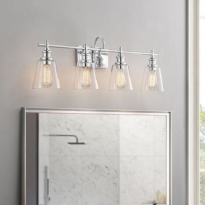 Applique de salle de bain KAWOTI à 4 lampes avec abat-jour en verre