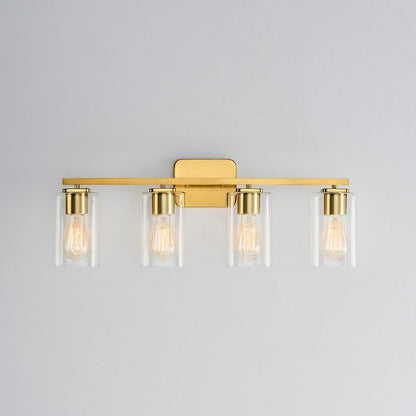 KAWOTI Lampe de salle de bain moderne à 4 lumières de 29 pouces avec abat-jour en verre transparent