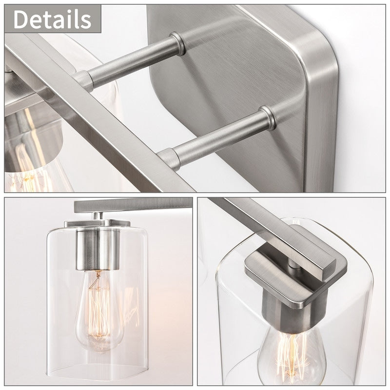 KAWOTI Lampe de salle de bain moderne à 4 lumières de 29 pouces avec abat-jour en verre transparent