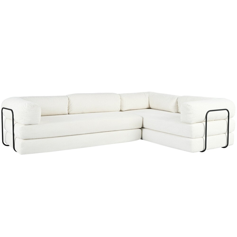 L-Shaped Modular Sofa Bed in Corduroy Fabric