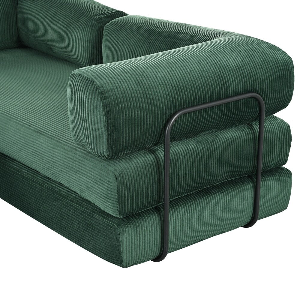 L-Shaped Modular Sofa Bed in Corduroy Fabric