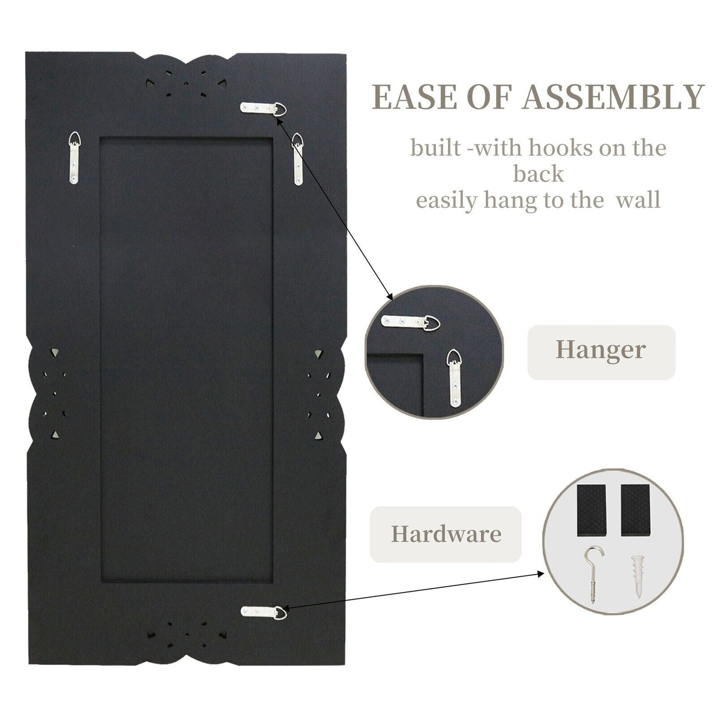 Grand miroir mural emboîtable avec perles de cristal rectangulaires