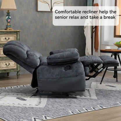 Large Manual Recliner Chair for Adult, Comfortable Fabric Single Recliner Sofa, Overstuffed Reclining Chair for Living Room