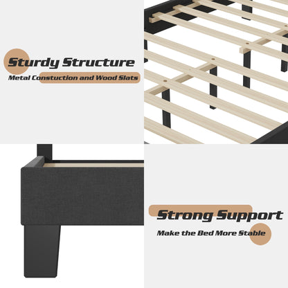 Cadre de lit plateforme rembourré réglable Lifezone Queen Size