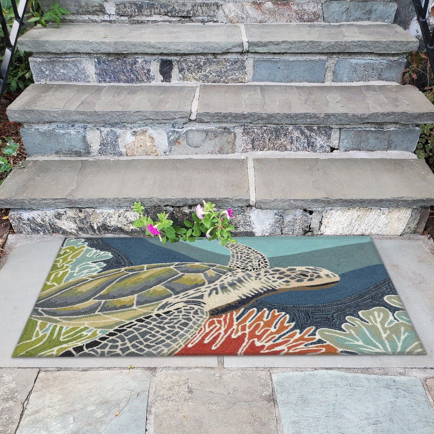 Tapis d'intérieur/extérieur Liora Manne Ravella Akumal Océan