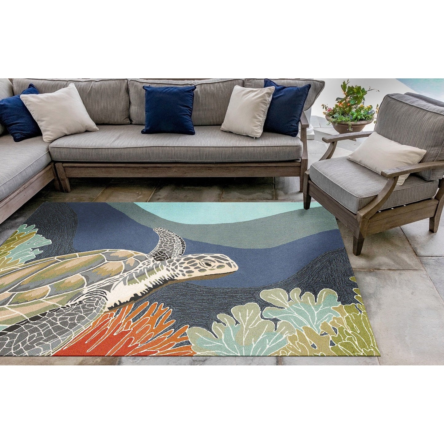 Tapis d'intérieur/extérieur Liora Manne Ravella Akumal Océan