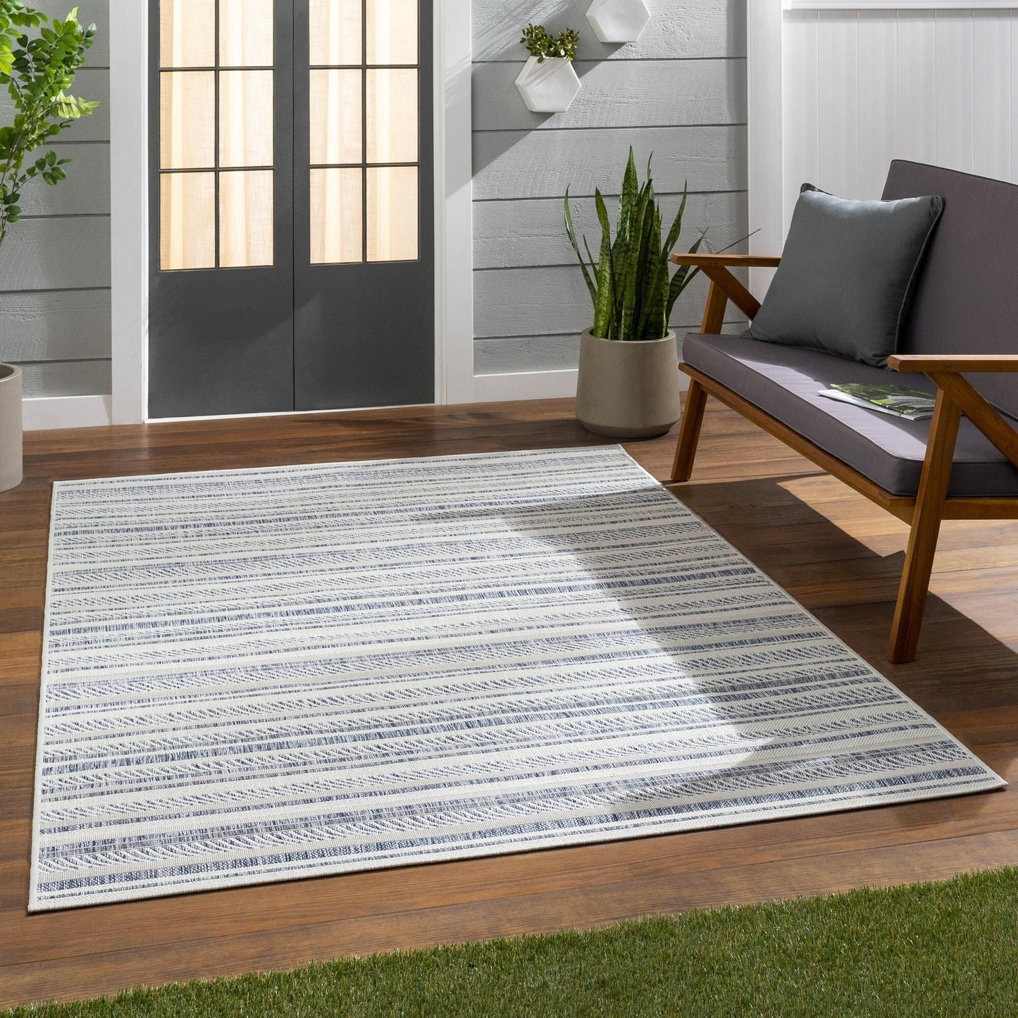 Tapis d'extérieur à rayures bohèmes Livabliss Eagean