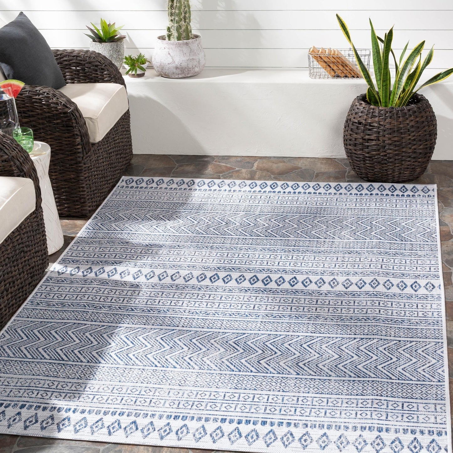 Tapis d'extérieur tribal bohème égéen Livabliss