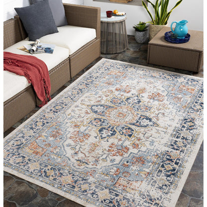 Tapis d'extérieur traditionnel médaillon Livabliss Huntington Beach remis au goût du jour