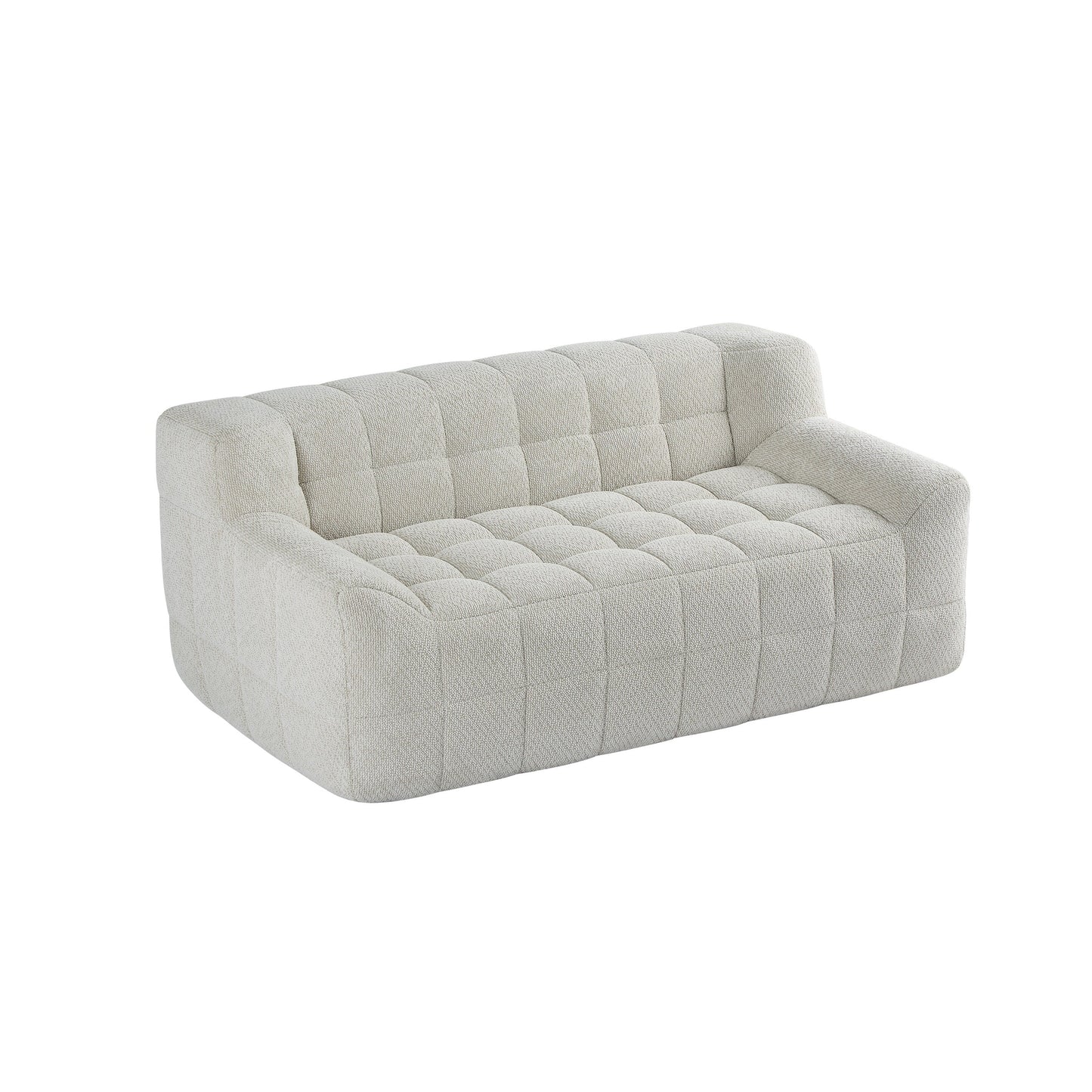 Liyasi 2 Seater Full Compression Sofa Beige Lychee Velvet No Assembly Required