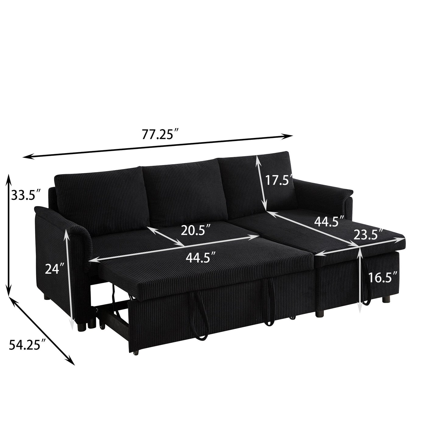 Loveseat Sofa with Chaise Lounge L-Shaped Modular Convertible Sofa with Storage Chaise