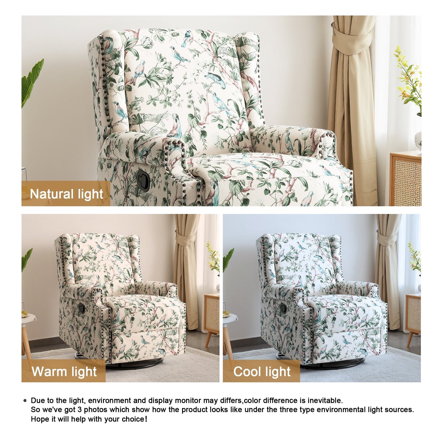 Ensemble de 2 fauteuils inclinables pivotants et coulissants de 29 po de largeur avec dossier à poussée manuelle