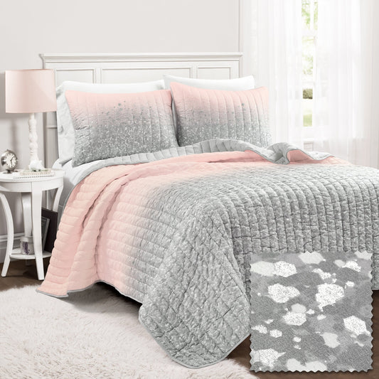 Ensemble de courtepointe à imprimé métallisé pailleté Lush Decor