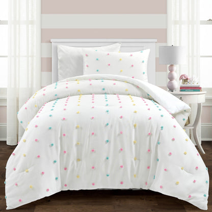 Ensemble de couette touffetée à pois arc-en-ciel Lush Decor