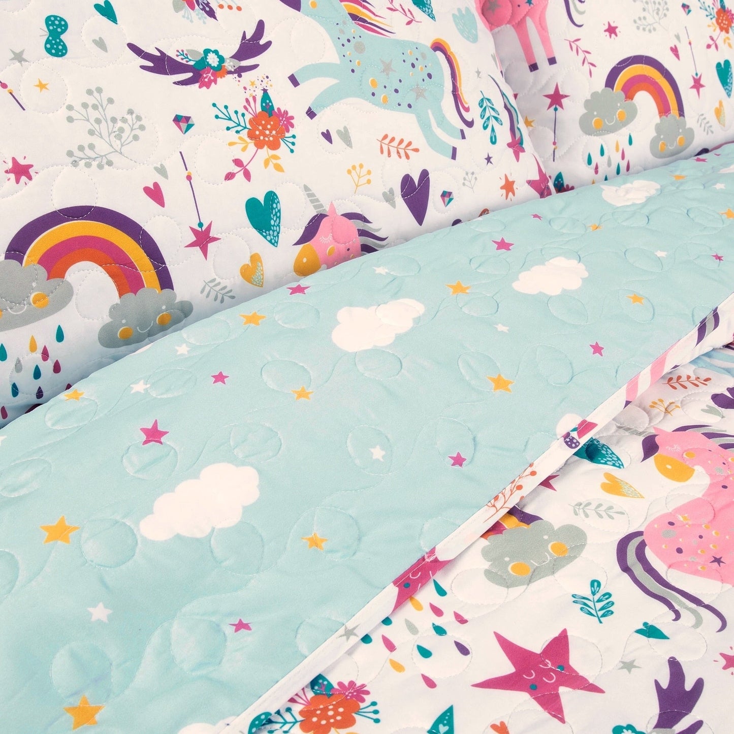 Ensemble de courtepointe à motif licorne/cœur Marguerite Porch &amp; Den