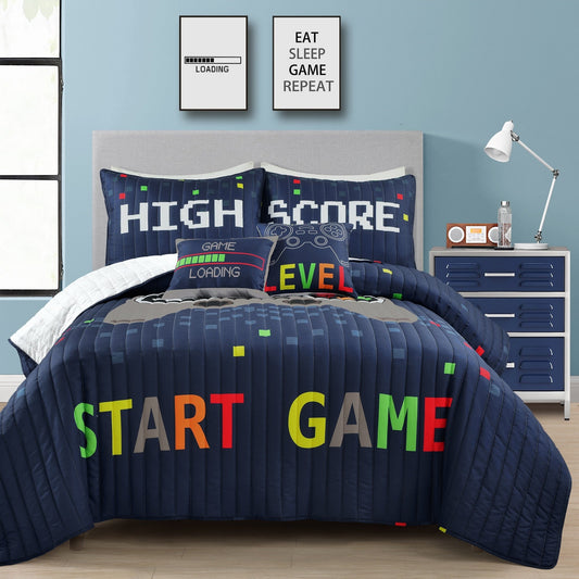 Ensemble de courtepointe 5 pièces pour enfants Lush Decor à thème jeux vidéo
