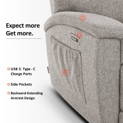 MCombo 60.2 Power Loveseat Recliner Sofa with Massage and Dual Heating, Adjustable Headrest, USB & Type C Port, Fabric