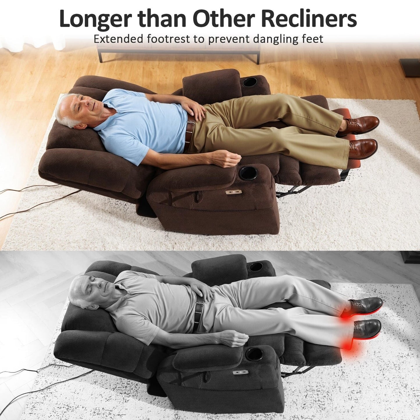 MCombo Large-Wide Dual Motor Power Lift Recliner with Massage and Dual Heating for Big and Tall Elderly, Fabric R7635