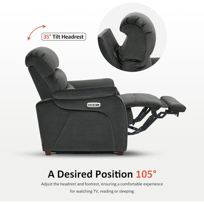 MCombo Zero Wall-Hugger Power Recliner Chair with Adjustable Headrest, Perfect for Small Spaces and RV, Fabric ST257