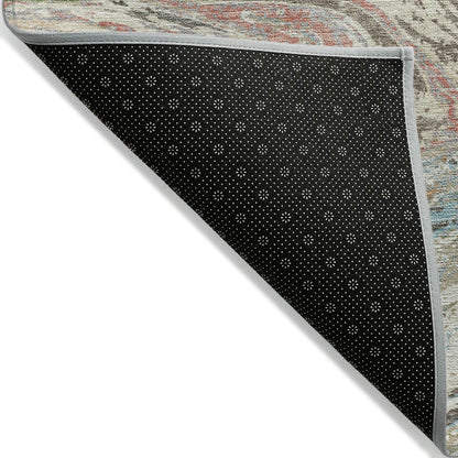 Tapis Chantille abstrait à motifs de coups de pinceau, lavable en machine, pour intérieur et extérieur