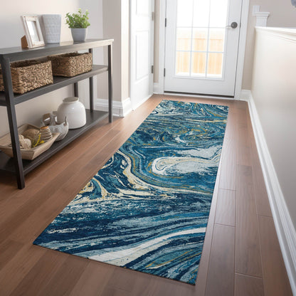 Tapis Chantille abstrait à motifs de coups de pinceau, lavable en machine, pour intérieur et extérieur