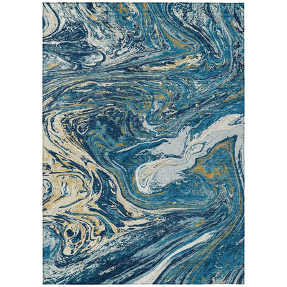 Tapis Chantille abstrait à motifs de coups de pinceau, lavable en machine, pour intérieur et extérieur