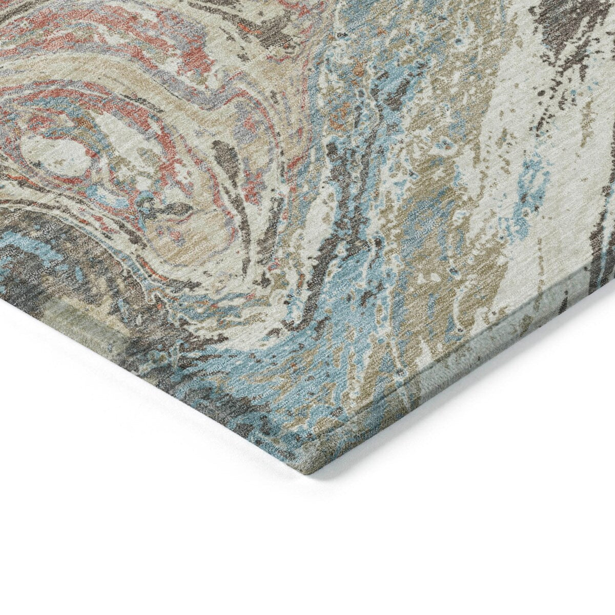 Tapis Chantille abstrait à motifs de coups de pinceau, lavable en machine, pour intérieur et extérieur