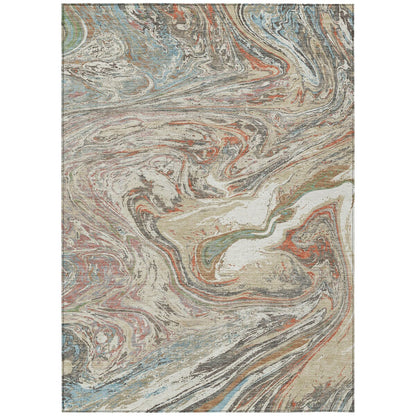 Tapis Chantille abstrait à motifs de coups de pinceau, lavable en machine, pour intérieur et extérieur
