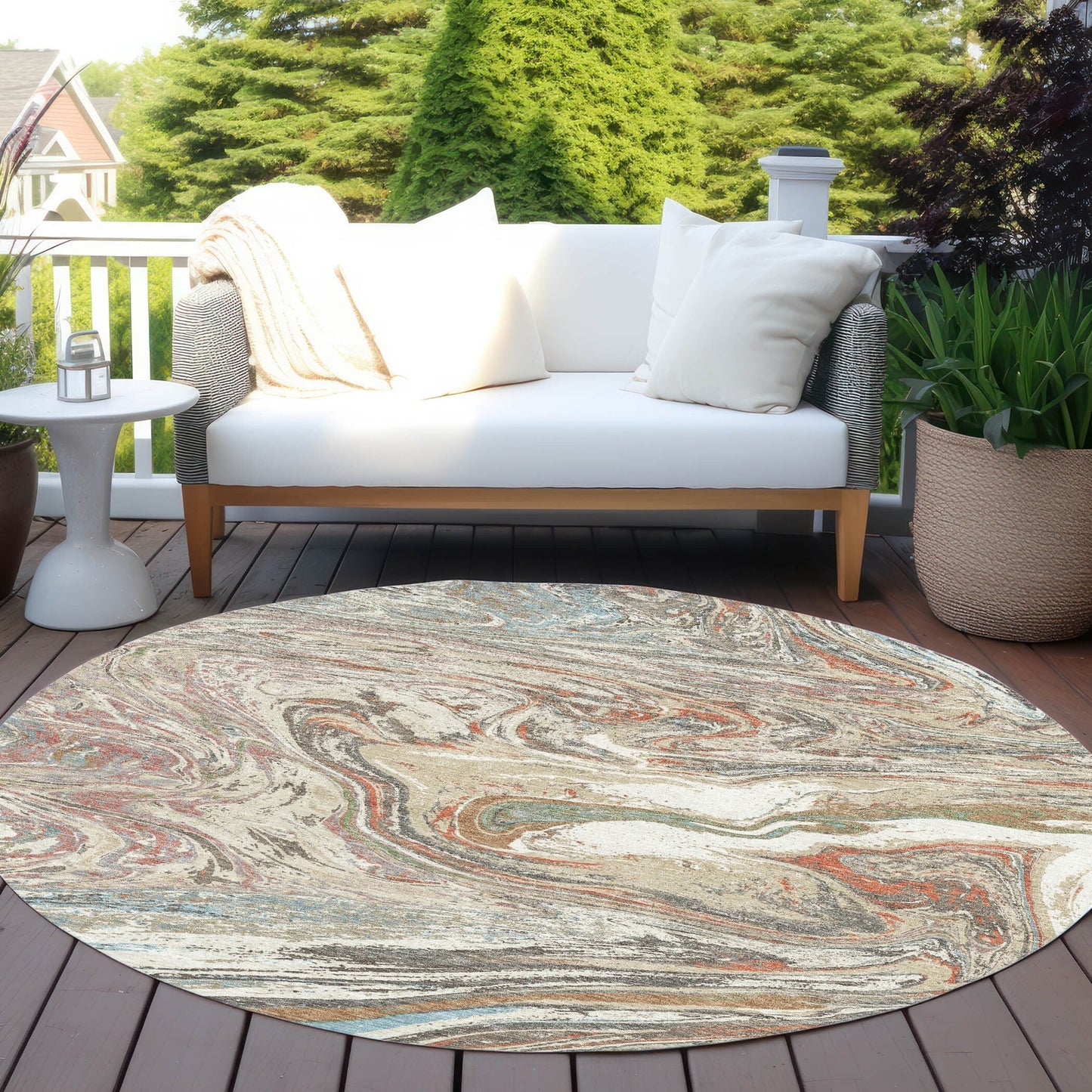 Tapis Chantille abstrait à motifs de coups de pinceau, lavable en machine, pour intérieur et extérieur