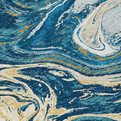 Tapis Chantille abstrait à motifs de coups de pinceau, lavable en machine, pour intérieur et extérieur