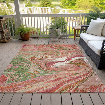 Tapis Chantille abstrait à motifs de coups de pinceau, lavable en machine, pour intérieur et extérieur