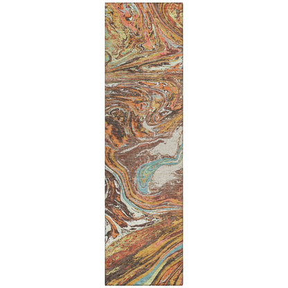 Tapis Chantille abstrait à motifs de coups de pinceau, lavable en machine, pour intérieur et extérieur