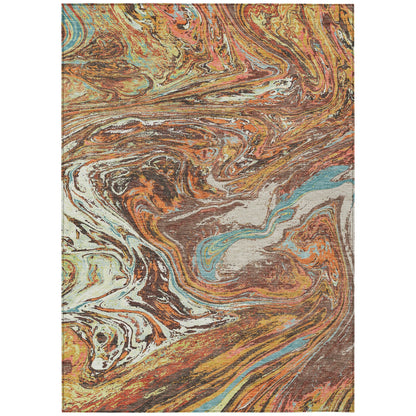 Tapis Chantille abstrait à motifs de coups de pinceau, lavable en machine, pour intérieur et extérieur