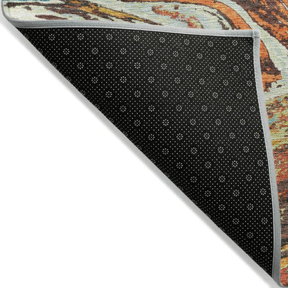 Tapis Chantille abstrait à motifs de coups de pinceau, lavable en machine, pour intérieur et extérieur
