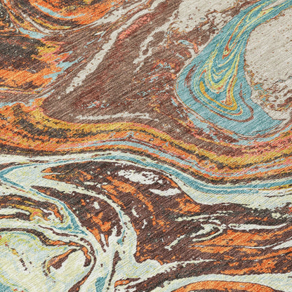Tapis Chantille abstrait à motifs de coups de pinceau, lavable en machine, pour intérieur et extérieur