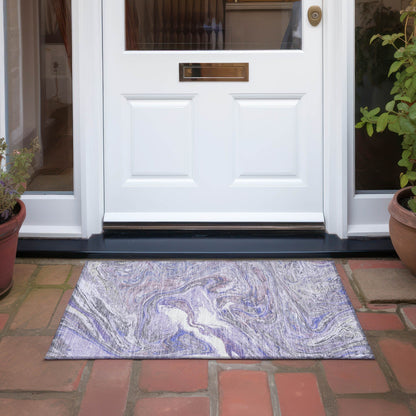 Tapis Chantille abstrait à motifs de coups de pinceau, lavable en machine, pour intérieur et extérieur