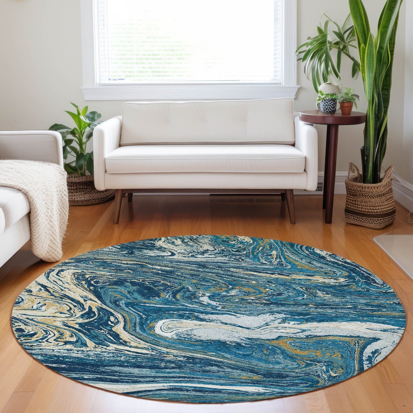 Tapis Chantille abstrait à motifs de coups de pinceau, lavable en machine, pour intérieur et extérieur