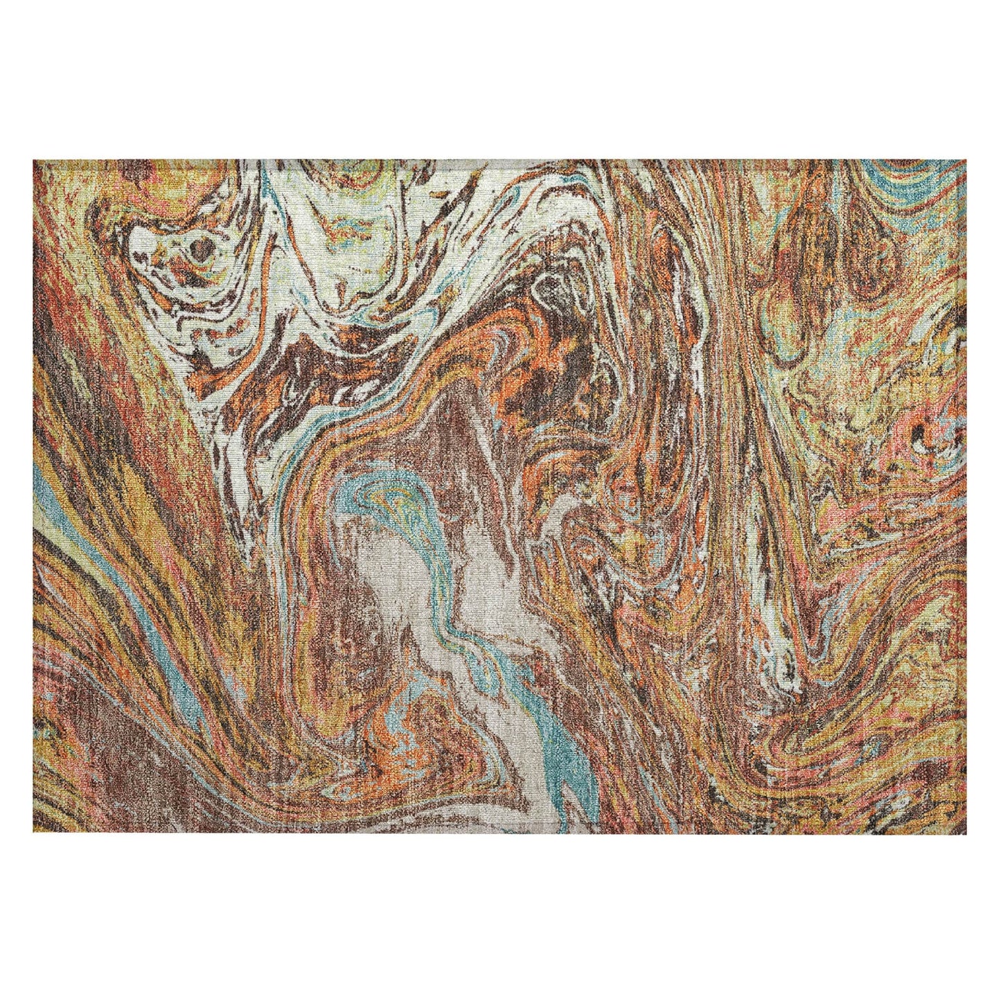Tapis Chantille abstrait à motifs de coups de pinceau, lavable en machine, pour intérieur et extérieur