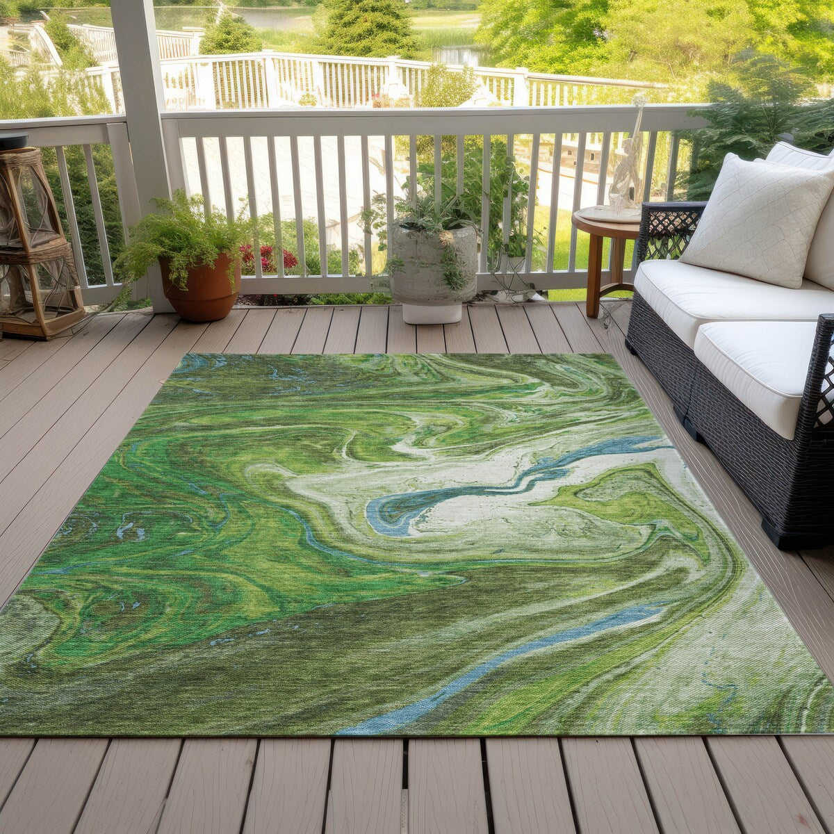 Tapis Chantille abstrait à motifs de coups de pinceau, lavable en machine, pour intérieur et extérieur