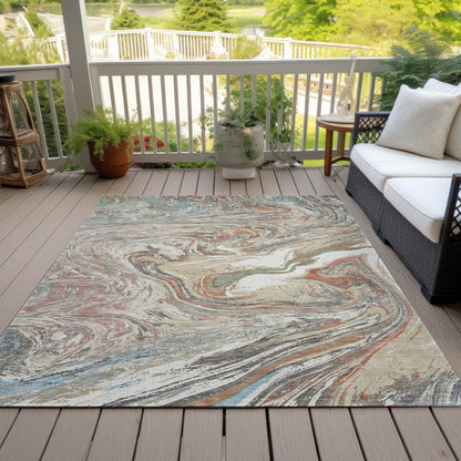 Tapis Chantille abstrait à motifs de coups de pinceau, lavable en machine, pour intérieur et extérieur
