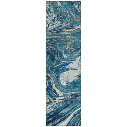 Tapis Chantille abstrait à motifs de coups de pinceau, lavable en machine, pour intérieur et extérieur