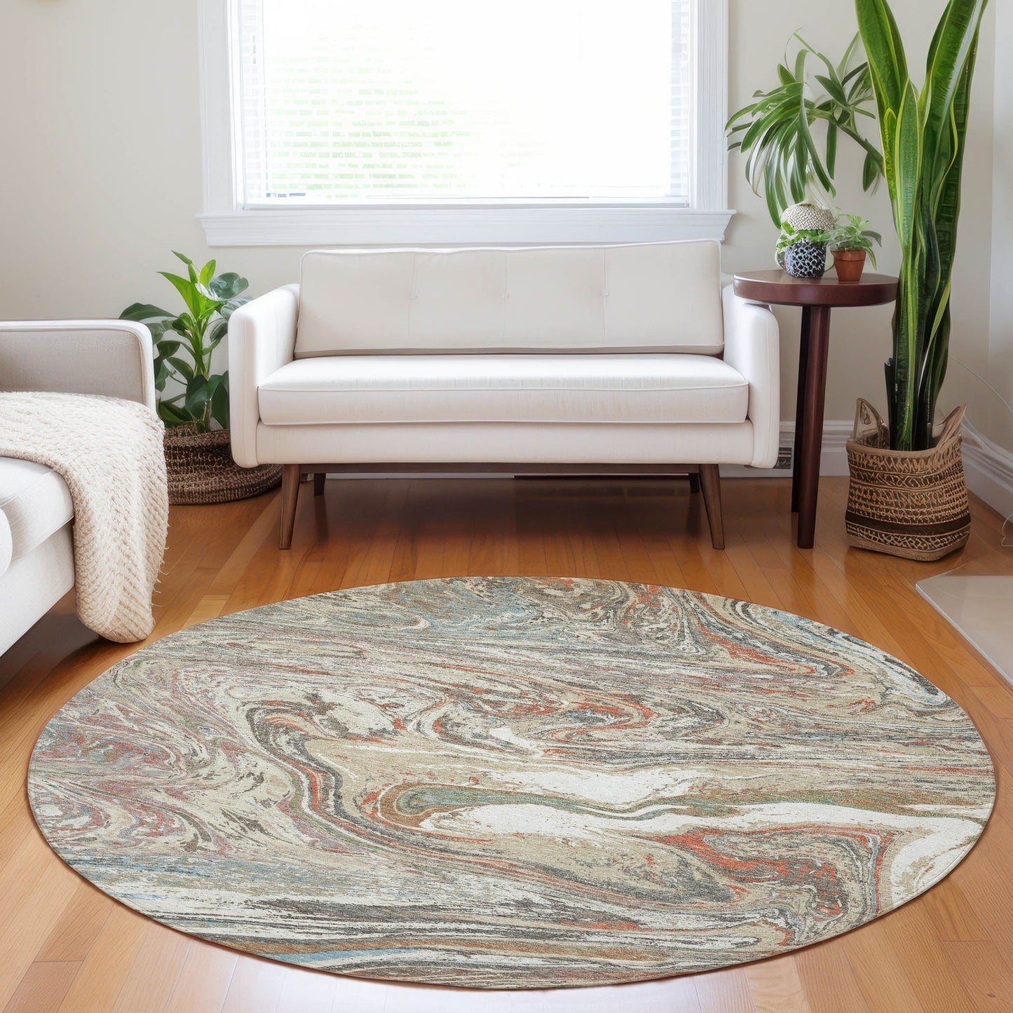 Tapis Chantille abstrait à motifs de coups de pinceau, lavable en machine, pour intérieur et extérieur