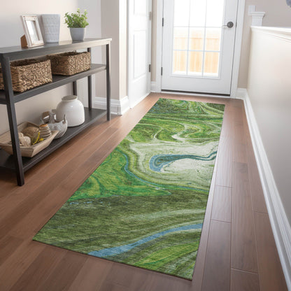 Tapis Chantille abstrait à motifs de coups de pinceau, lavable en machine, pour intérieur et extérieur