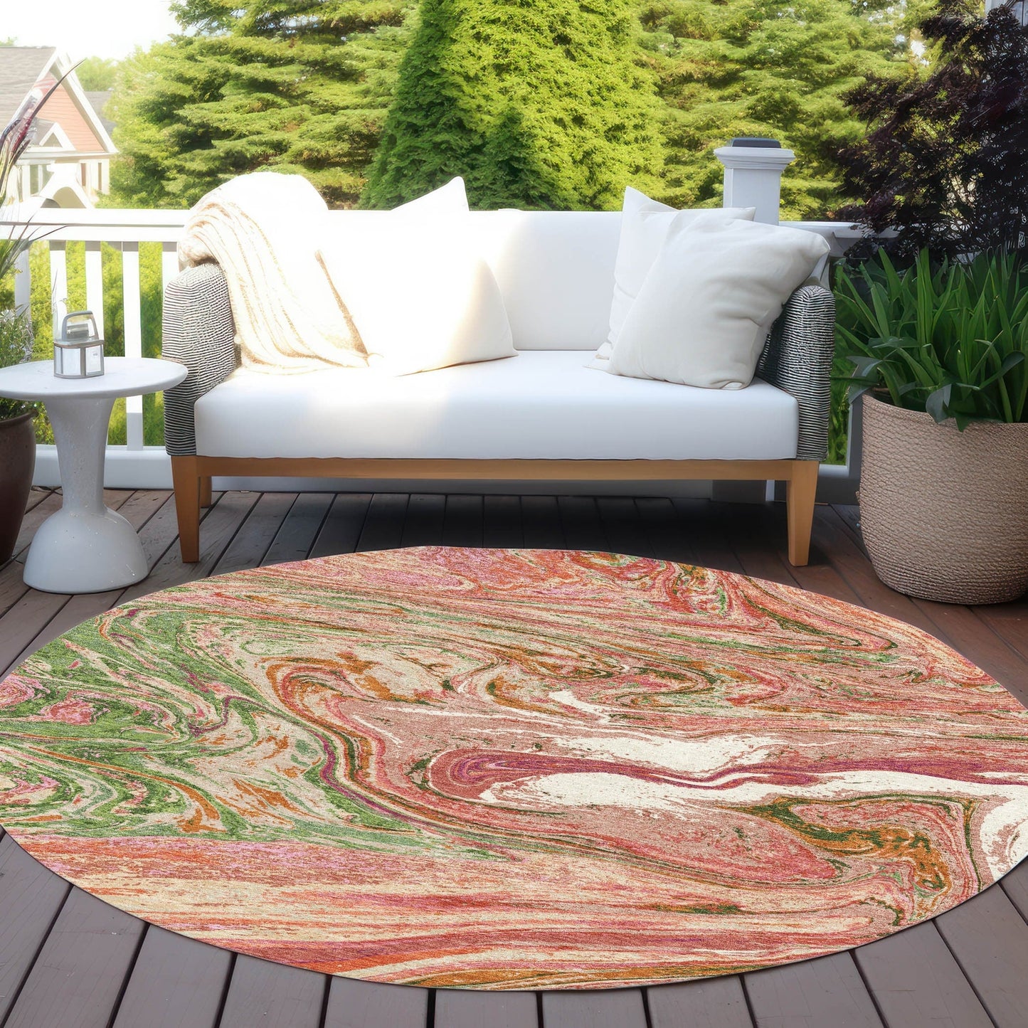 Tapis Chantille abstrait à motifs de coups de pinceau, lavable en machine, pour intérieur et extérieur