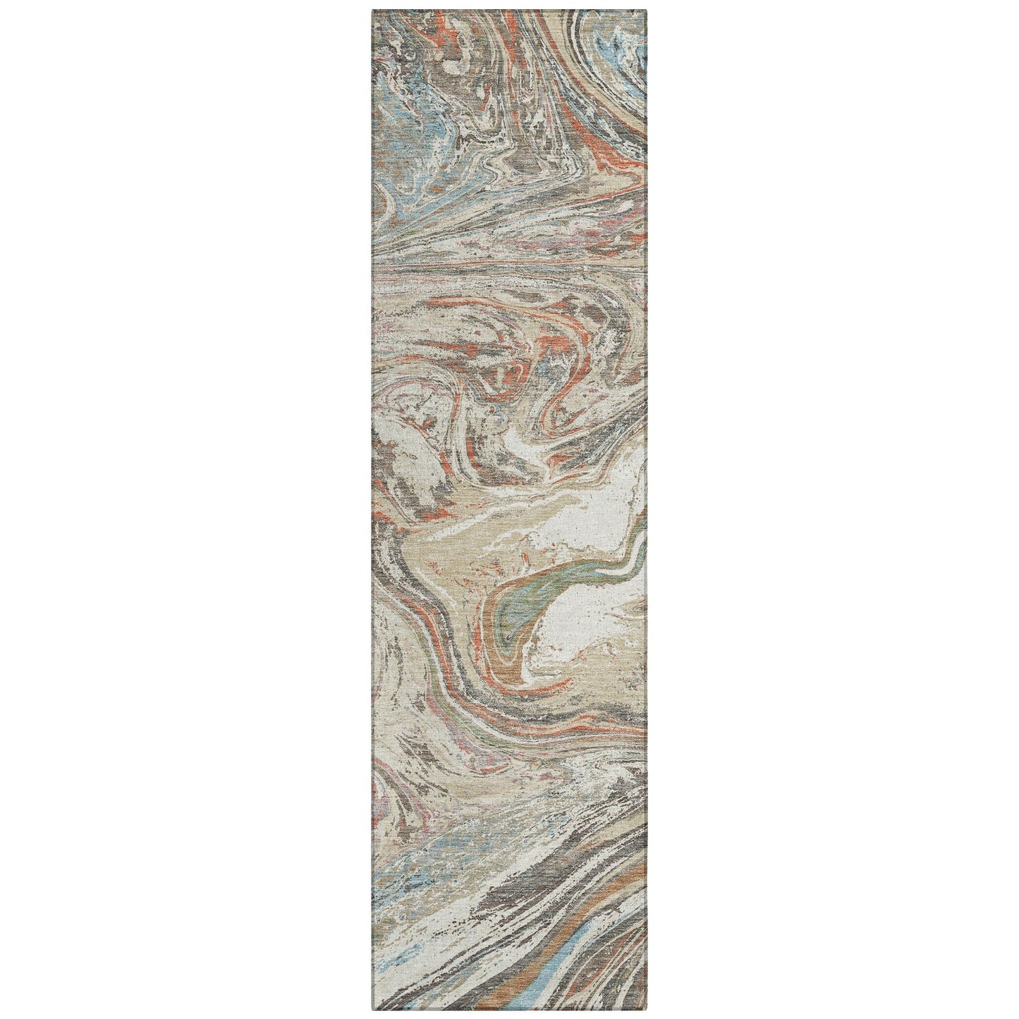 Tapis Chantille abstrait à motifs de coups de pinceau, lavable en machine, pour intérieur et extérieur