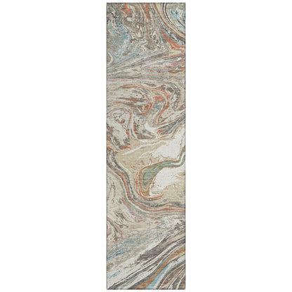 Tapis Chantille abstrait à motifs de coups de pinceau, lavable en machine, pour intérieur et extérieur