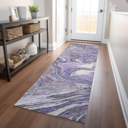 Tapis Chantille abstrait à motifs de coups de pinceau, lavable en machine, pour intérieur et extérieur