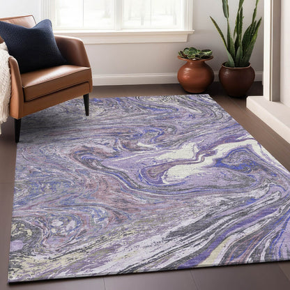 Tapis Chantille abstrait à motifs de coups de pinceau, lavable en machine, pour intérieur et extérieur