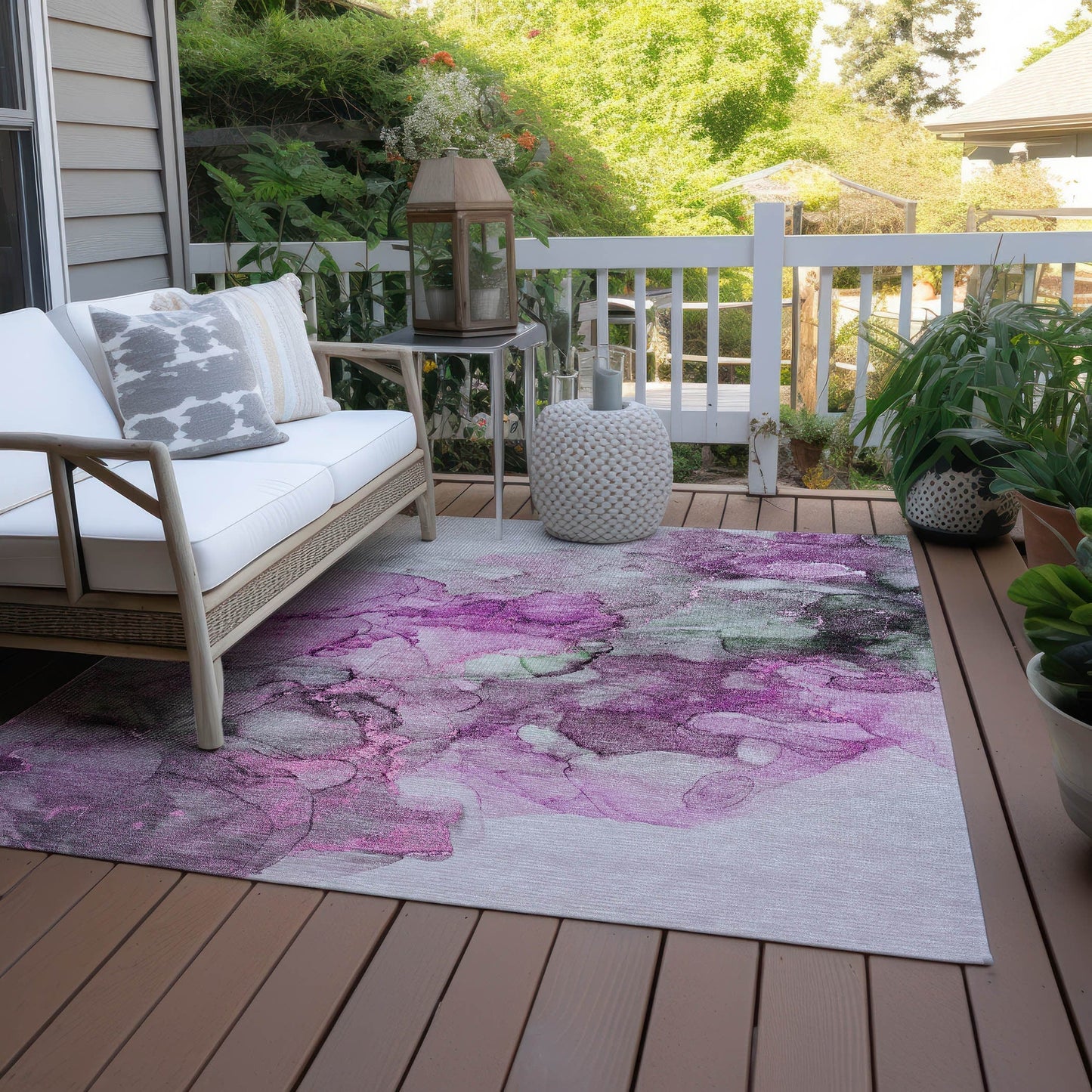 Tapis Chantille abstrait lavable en machine pour intérieur/extérieur